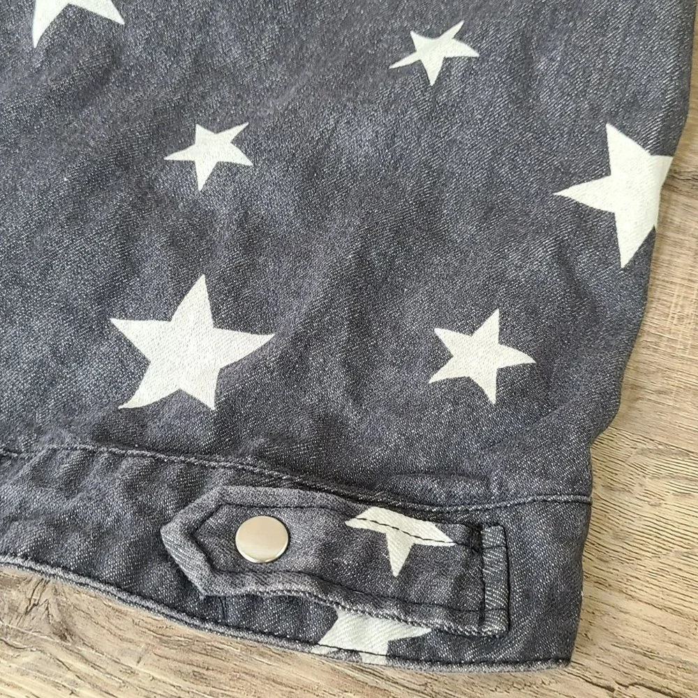 Top Paw Faded Black White Star Denim Dog Jacket Size: XL Shacket Shirt - Picture 3 of 9